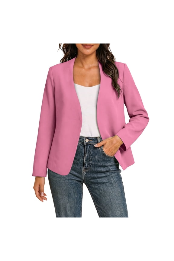 Women's Casual Blazers Long Sleeve Open Front Work office Business Warm Fall Winter Cardigans Blazer Jackets Watermelon Red-A
