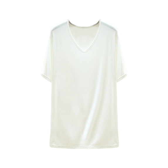 FRSASU Women's Casual Fashion Solid Color V-Neck Summer Short Sleeve Blouse T-shirt Top White