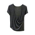 thumbnail image 1 of FRSASU Women's Casual Fashion Solid Color V-Neck Summer Short Sleeve Camisole Blouse T-shirt Top Gray-A, 1 of 6