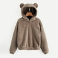 thumbnail image 1 of FRSASU Women's Casual Hoodies Long Sleeve Solid Lightweight Pullover Tops Loose Sweatshirt Khaki, 1 of 6
