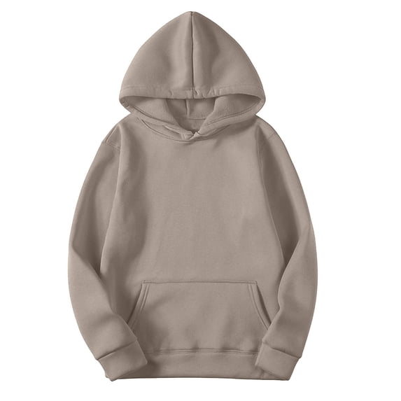 FRSASU Women's Casual Hoodies Long Sleeved Hooded Sweatshirts Round Neck Pocket Pullover Tops Fall Fashion Outfits Beige