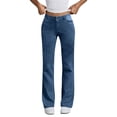 thumbnail image 1 of FRSASU Women's Casual Slim Fit Straight Leg Jeans High Waist Stretchy Classic Denim Pants with Pockets Blue, 1 of 6