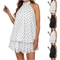 thumbnail image 1 of FRSASU Women's Chiffon Halter Dresses Layered Ruffle Sleeveless Polka Dot Backless Flowy Mini Loose Dresses White-B, 1 of 7