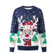 thumbnail image 1 of FRSASU Women's Christmas Sweater Reindeer Snowflake Tree Jacquard Long Sleeve Round Neck Knit Holiday Party Pullover Jumper Blue-C, 1 of 7