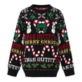 thumbnail image 1 of FRSASU Women's Christmas Sweater Snowman Candy Cane Jacquard Pattern Long Sleeve Round Neck Knit Xmas Pullover Black-A, 1 of 5