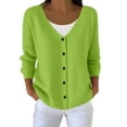 thumbnail image 1 of FRSASU Women's Chunky Knit Open Front Sweater Long Sleeve Button Loose Short Cardigan Outerwear Coats Green, 1 of 4