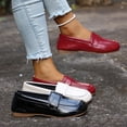 thumbnail image 1 of FRSASU Women's Classy Leather Penny Loafer Dress Casual Slip on Flat office Work Shoes for Ladies Red, 1 of 7