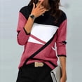 thumbnail image 1 of FRSASU Women's Color Block Geometric Patchwork Print Tops Long Sleeve Crewneck Casual Blouses Shirts Hot Pink, 1 of 3