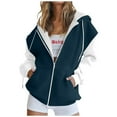 thumbnail image 1 of FRSASU Women's Color Block Zip up Hoodie Sweatshirt Casual Long Sleeve Jacket with Pockets Loose Tops Navy, 1 of 6