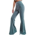 thumbnail image 1 of FRSASU Women's Corduroy Flare Pants Elastic Waist Bell Bottom Trousers Spring Fall Casual Loose Pants Sky Blue, 1 of 2