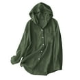 thumbnail image 1 of FRSASU Women's Cotton Linen Sun Protection Jacket Summer/Fall Hoodie Long Sleeve Button up Cardigan Lightweight Beach Tops with Pocket Army Green, 1 of 8