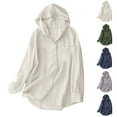 thumbnail image 1 of FRSASU Women's Cotton Linen Sun Protection Jacket Summer/Fall Hoodie Long Sleeve Button up Cardigan Lightweight Beach Tops with Pocket White, 1 of 9