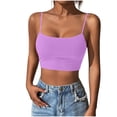 thumbnail image 1 of FRSASU Women's Crop Cami Tops Solid Slim Scoop Neck Spaghetti Strap Basic Yoga Camisole Tank Tops Purple, 1 of 5
