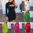 thumbnail image 1 of FRSASU Women's Cut Out Mini Dresses Bodycon Evening Party Club Dress Long Sleeve Hollow Out Corset Spring Trendy Dress Red, 1 of 4