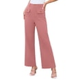 thumbnail image 1 of FRSASU Women's Dress Pants Wide Leg Pull On Stretchy Work Slacks High Waisted Business Casual Straight Trousers with Pockets Pink, 1 of 9