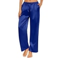 thumbnail image 1 of FRSASU Women's Elastic Waisted Straight Leg Sweatpant Silk Satin Comfy Drawstring Workout Sweat Pants Warm Casual Pant with Pocket Blue, 1 of 8