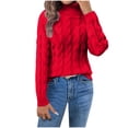 thumbnail image 1 of FRSASU Women's Fall High Collar Sweaters Solid Color Long Sleeve Chunky Knit Pullover Tops Winter Fashion Clothes Red XL(XL), 1 of 8