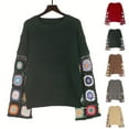 thumbnail image 1 of FRSASU Women's Fall/Winter Long Sleeve Crew Neck Knit Casual Loose Pullover Sweater Tops Red S(S), 1 of 7