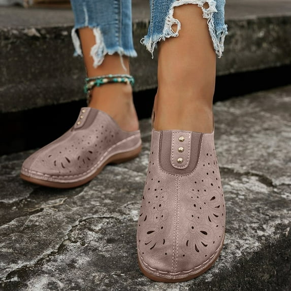 FRSASU Women's Fashion Casual Summer Style Solid Color Fish Mouth Thick Bottom Wedge Slippers Pink