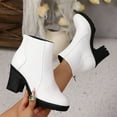 thumbnail image 1 of FRSASU Women's Fashion Casual Versatile Back Zipper Round Toe Solid Color High Heel Thick Heel Short Boots and Ankle Boots White, 1 of 9