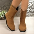 thumbnail image 1 of FRSASU Women's Fashion Casual Winter Ankle Boots Solid Color Round Toe One-Foot Chunky Heels Low Heel Ankle Boots Yellow, 1 of 9