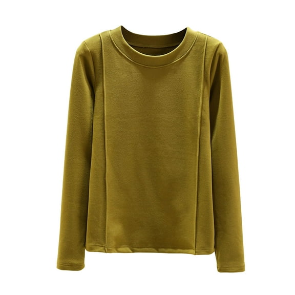 FRSASU Women's Fashion Long Sleeve Tops Round Neck Loose Velvet Blouse Velour Pullover Solid Color Casual Pajamas Shirts Green