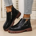 thumbnail image 1 of FRSASU Women's Fashionable and Casual Versatile Round Toe British Cool Eye-Catching Fall and Winter Style Comfortable Heightened Side Zipper Short Boots Black, 1 of 9