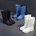 thumbnail image 1 of FRSASU Women's Fashionable Long Tube Waterproof Fleece Rain Boots Casual Comfortable Outdoor Indoor PVC Upper White, 1 of 5