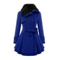 thumbnail image 1 of FRSASU Women's Fashionable and Comfortable Long Sleeved Lapel Hooded Casual Waist Tie Jacket Blue, 1 of 7