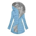 thumbnail image 1 of FRSASU Women's Fashionable and Comfortable Solid Color Long Sleeved Hooded Cotton Coat for Autumn/winter Warm Clothing Blue, 1 of 6