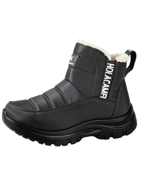 Women's Faux Fur Trim Ankle Boots with Warm Fuzzy Cuff Winter Booties with Cushioned Sole for Cold Wear