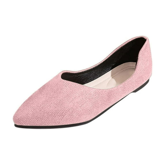 FRSASU Women's Flats Classic Candy Colored Cute Slip On Ballet Shoes Soft Solid Dress Flat Shoes Pink