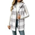 thumbnail image 1 of FRSASU Women's Fleece Sherpa Vest Winter Sleeveless Fuzzy Fluffy Checkered Plaid Vest Zip Up Jacket with Pockets Gray, 1 of 9