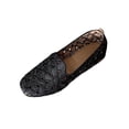 thumbnail image 1 of FRSASU Women's Floral Flats Slip on Square Toe Single Shoes Hollow Out Fashion Party Casual office & formal Dress Shoes Black, 1 of 6