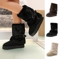 thumbnail image 1 of FRSASU Women's Fold-Over Winter Snow Boots Warm Fur Lined Faux Comfort Slip On Platform Buckle Strap Booties Coffee, 1 of 9