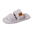 thumbnail image 1 of FRSASU Women's Fuzzy Open Toe Slippers Indoor Cozy Memory Foam Slip On House Slides Shoes for Women Gray, 1 of 6