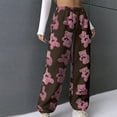 thumbnail image 1 of FRSASU Women's Fuzzy Plush Pajama Pants Elastic Waist ankle strap Teddy bear print Bottoms Lounge long Pants Pink, 1 of 9