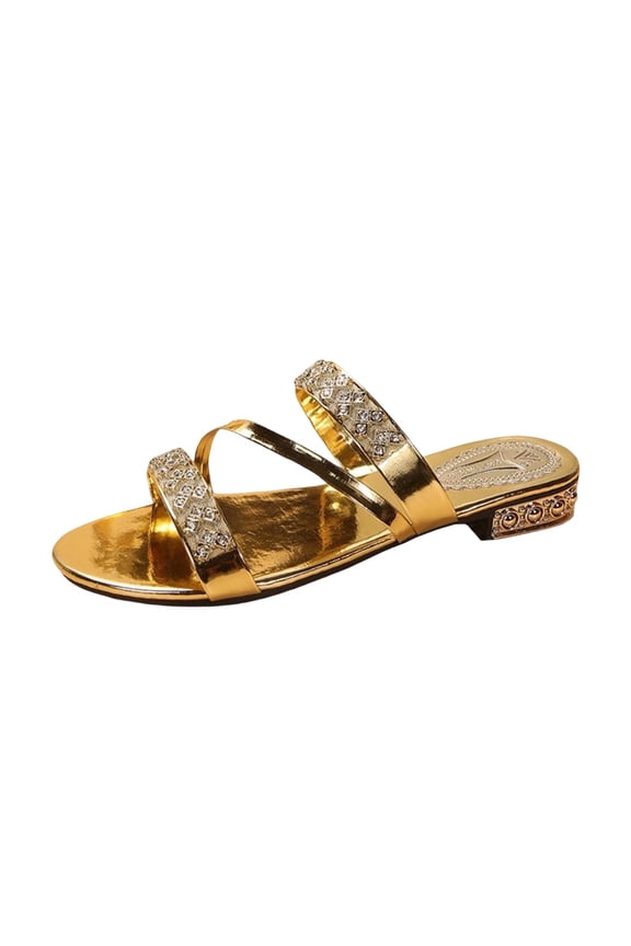 Women's Gold Strappy Wedge Sandals, Dressy Summer Sparkly Shoes,Slip on Heeled Nude Black Strappy for Party Wedding Dress Gold