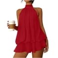 thumbnail image 1 of FRSASU Women's Halter Chiffon Mini Dress Sleeveless Open Back Ruffle Short Dress Y2k Summer Tie Backless Party Dresses Red, 1 of 7