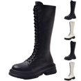 thumbnail image 1 of FRSASU Women's High Heel Knee High Boots with Non Slip Sole Punk Style Tall Boots for Party Evening and Casual White, 1 of 9