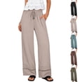 thumbnail image 1 of FRSASU Women's High Waist Wide Leg Pants for Summer Casual Palazzo Lightweight Lace Lounge Trousers with Pockets Light Blue, 1 of 8