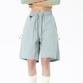 thumbnail image 1 of FRSASU Women's Hiking Shorts High Waisted Casual Bermuda Shorts Athletic Hiking Workout Gym Shorts with Pocket Light Blue, 1 of 5