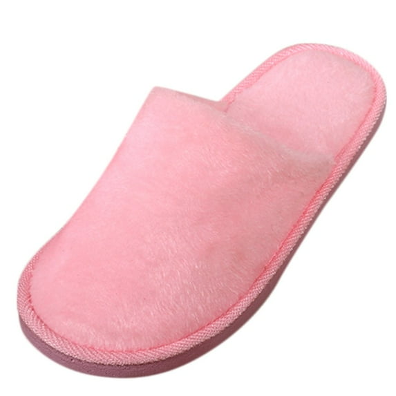 FRSASU Women's Indoor Bedroom Slipper solid color home indoor anti slip winter warm cotton shoes slippers Pink