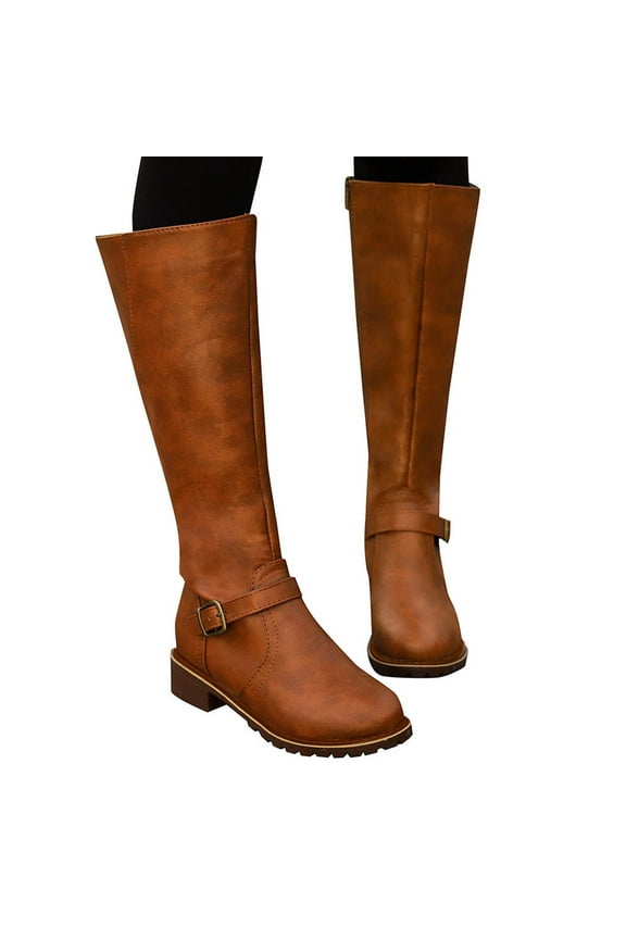 Women鈥檚 Knee High Boots, Elastic Band Casual Tall Riding Boots with Side Zipper On
