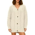 thumbnail image 1 of FRSASU Women's Knit Cardigan Sweaters Solid Casual Long Sleeve Open Front Button Down Trendy Jackets Outerwear Beige, 1 of 7