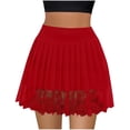 thumbnail image 1 of FRSASU Women's Lace Half Slip Skirt Low Rise Pleated Ruffle LaceTrim Mini Skirt Layered Flowy Short Skirts Underskirt Wine, 1 of 4