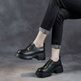 thumbnail image 1 of FRSASU Women's Leather Lace Up Chunky Platform Oxfords Comfortable Soft Sole Round Toe Heightening Non Slip Dress Shoes office Business Shoes Black, 1 of 6