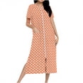 thumbnail image 1 of FRSASU Women's Long Knitted Bathrobe Zipper up Comfortable Full Length Heart Print Homewear Sleepshirts with Pocket Yellow, 1 of 7