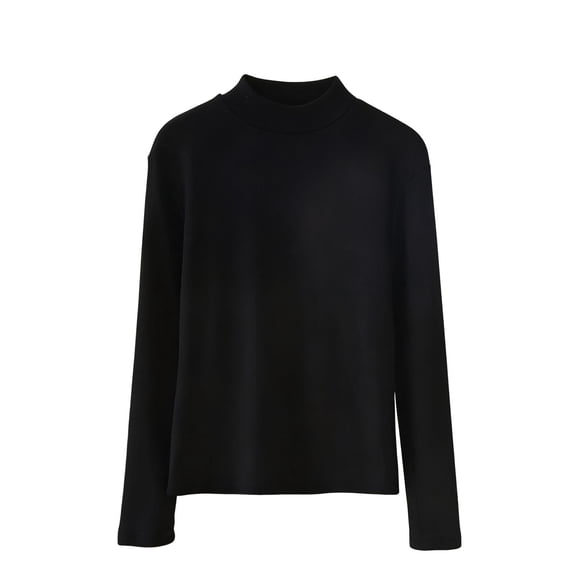 FRSASU Women's Long Sleeve Pullover Winter Warm Crewneck Shirts Fleece Pajamas Tops Soft Fuzzy Loungewear Black
