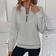 thumbnail image 1 of FRSASU Women's Long Sleeve Shirts Quarter Zip Pullover Collared V Neck Tops Fall Blouses Gray, 1 of 8